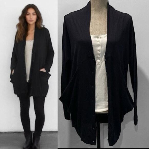 SHAE Oversized Cardigan Silk Cashmere Black - Picture 1 of 16